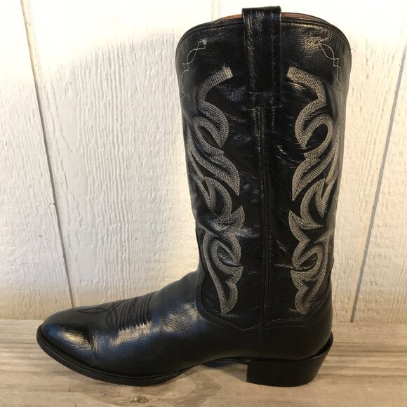 Dan Post Mens Black Leather Milwaukee Cowboy Western Boots Sz 10.5 EW DP2110R - Picture 9 of 13